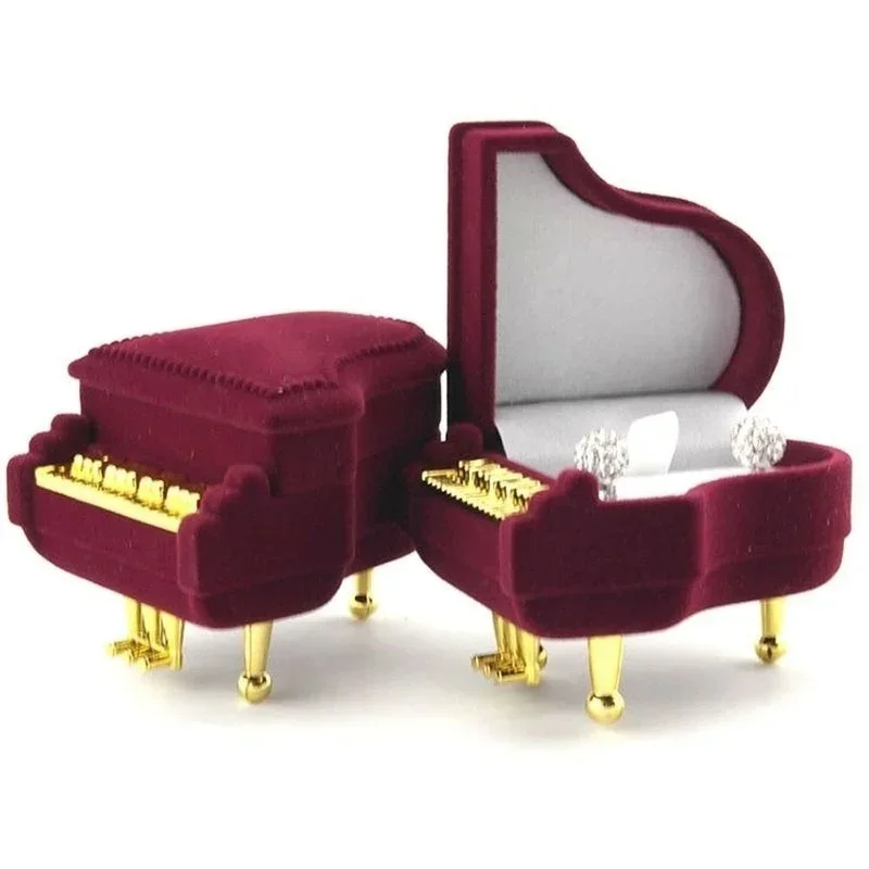 Velvet Jewelry Box - かわいいピアノの形をしたベルベットの指輪ボックス,婚約指輪,ジュエリーの保管,クリエイティブなギフトボックス,新しい