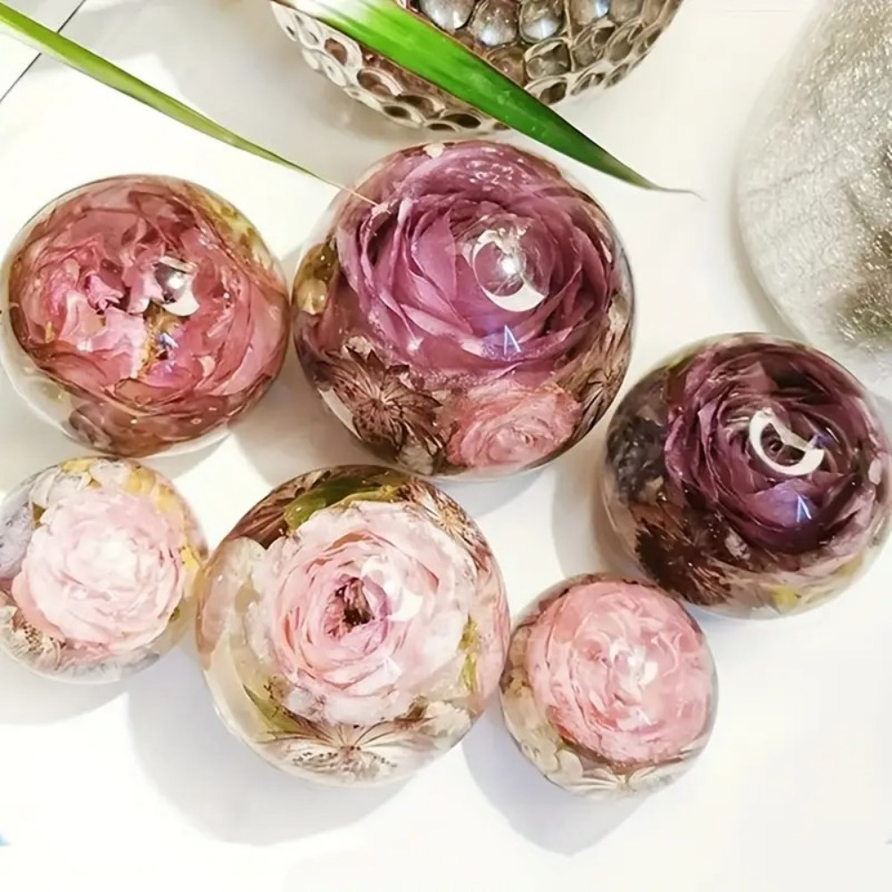Crystal Ball Decor - 1PC 8 センチメートルシリコーンクリスタルボール型再利用可能な球体 DIY クラフト樹脂装飾透明地球型柔軟な耐久性のあるエポキシ