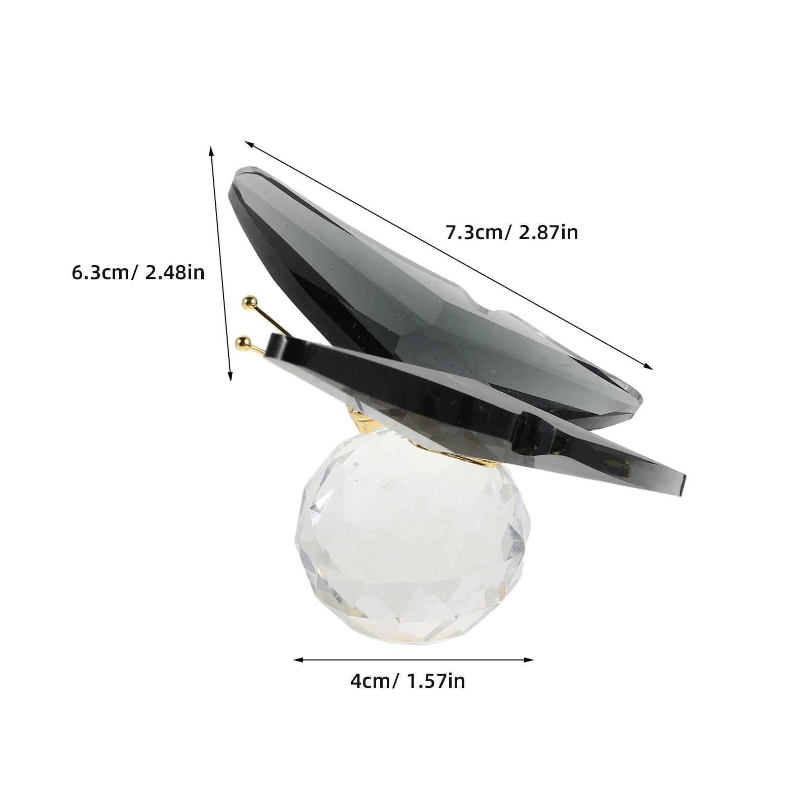 ガラス製蝶型ペーパーウェイト、クリスタル蝶がボール型の台座に - Crystal Ball Decor のレビューと価格
