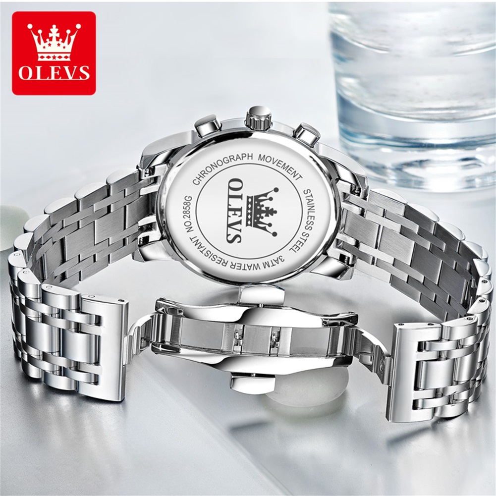 OLEVS 人気のメンズ腕時計ステンレススチールブラックムー - Luxury Zone のレビューと価格