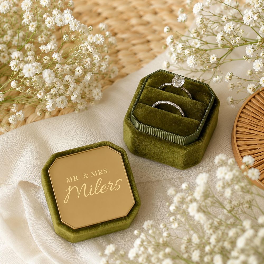 パーソナライズされた八角形ベルベットリングボックス、結婚式用 - Velvet Jewelry Box のレビューと価格